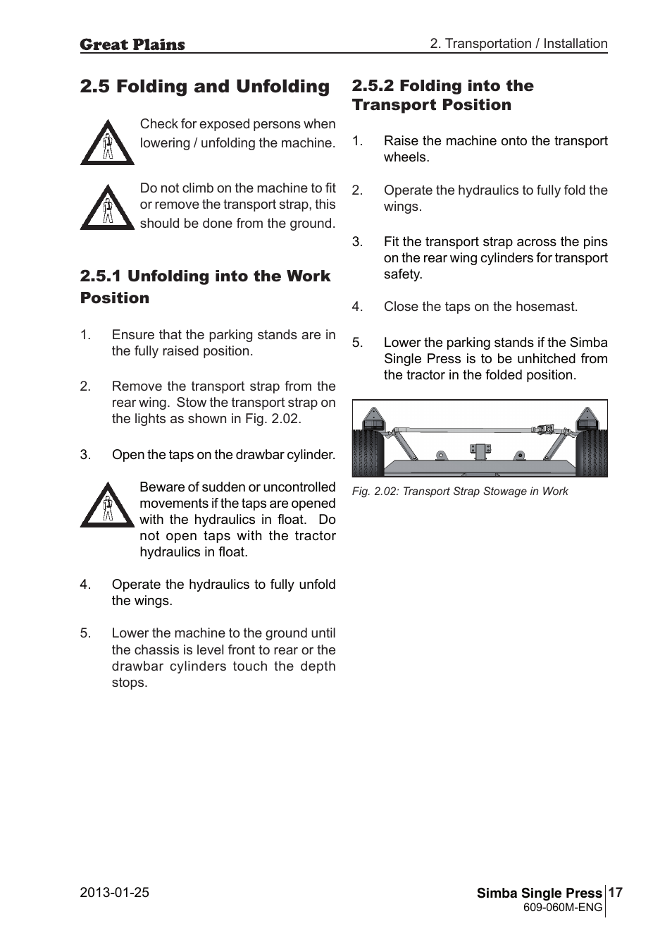 5 folding and unfolding | Great Plains Simba Single Press Operator Manual User Manual | Page 17 / 36