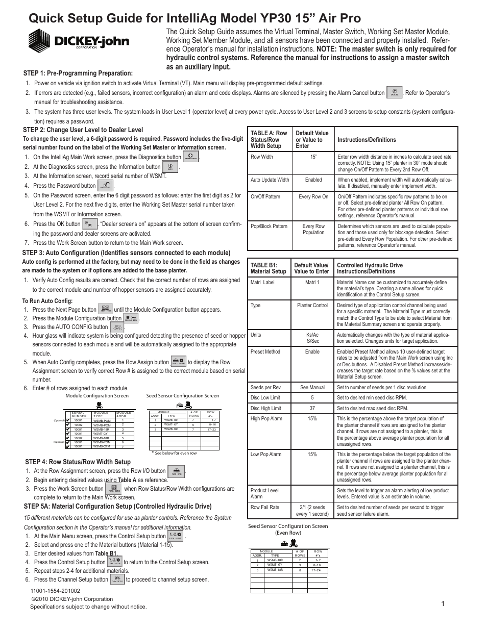 Great Plains YP3025A-2415 24-Row 15-Inch Quick Start User Manual | 5 pages