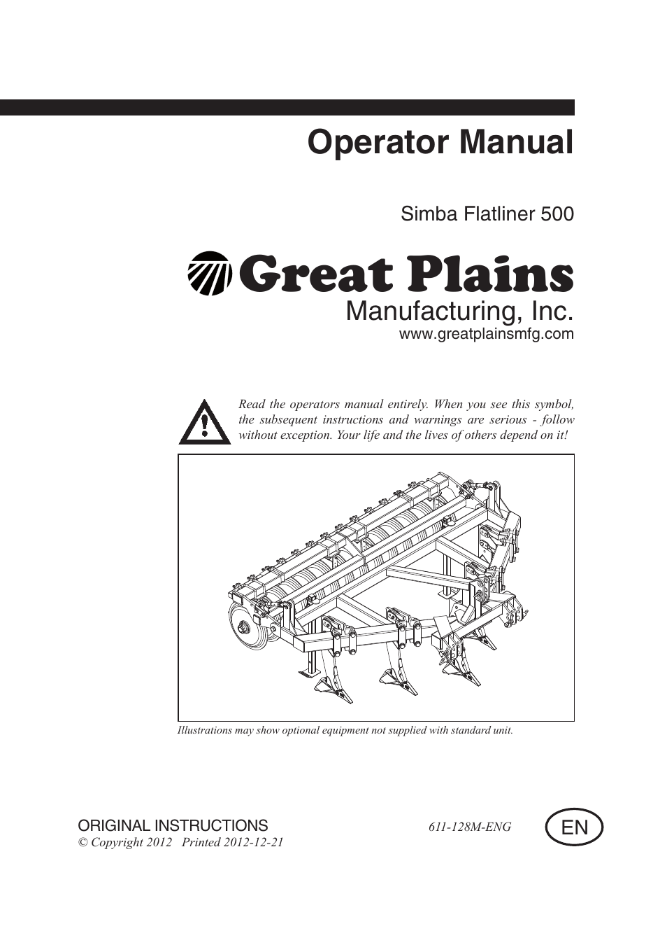 Great Plains Simba Flatliner 500 Operator Manual User Manual | 30 pages