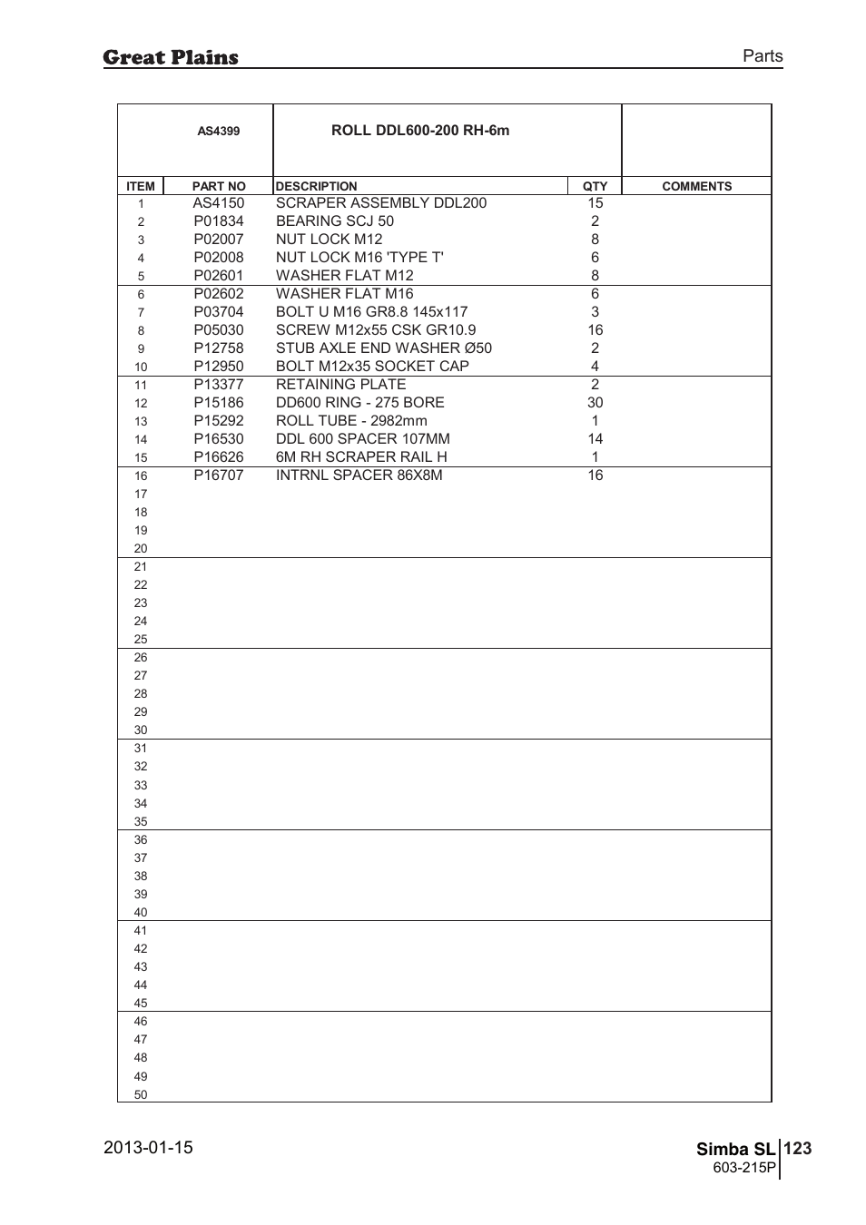157 simba sl, Parts and assembly, Simba sl | 156 7. parts and assembly, Aas 43 99, Parts 123 simba sl, Operating instructions, 215p, Si m b a, As4399 | Great Plains SL600 Parts Manual User Manual | Page 123 / 144