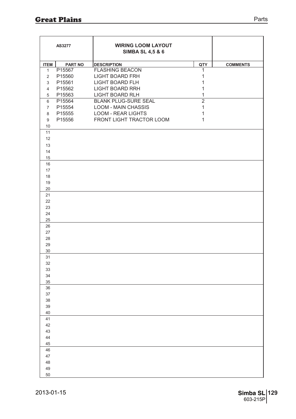 Great Plains SL600 Parts Manual User Manual | Page 129 / 144