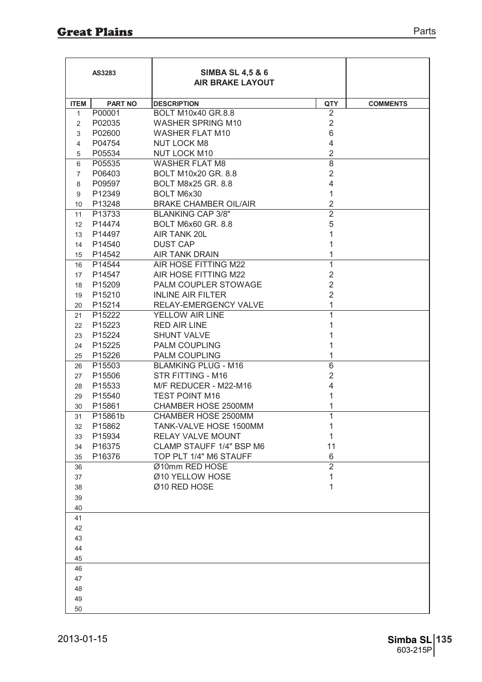 169 simba sl, Parts and assembly, Simba sl | Great Plains SL600 Parts Manual User Manual | Page 135 / 144