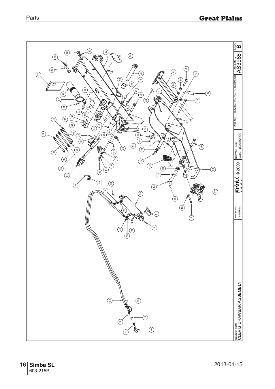 Simba sl, 50 7. parts and assembly, Bas 39 88 | Parts 16 simba sl, Operating instructions, 215p, Si m b a | Great Plains SL600 Parts Manual User Manual | Page 16 / 144