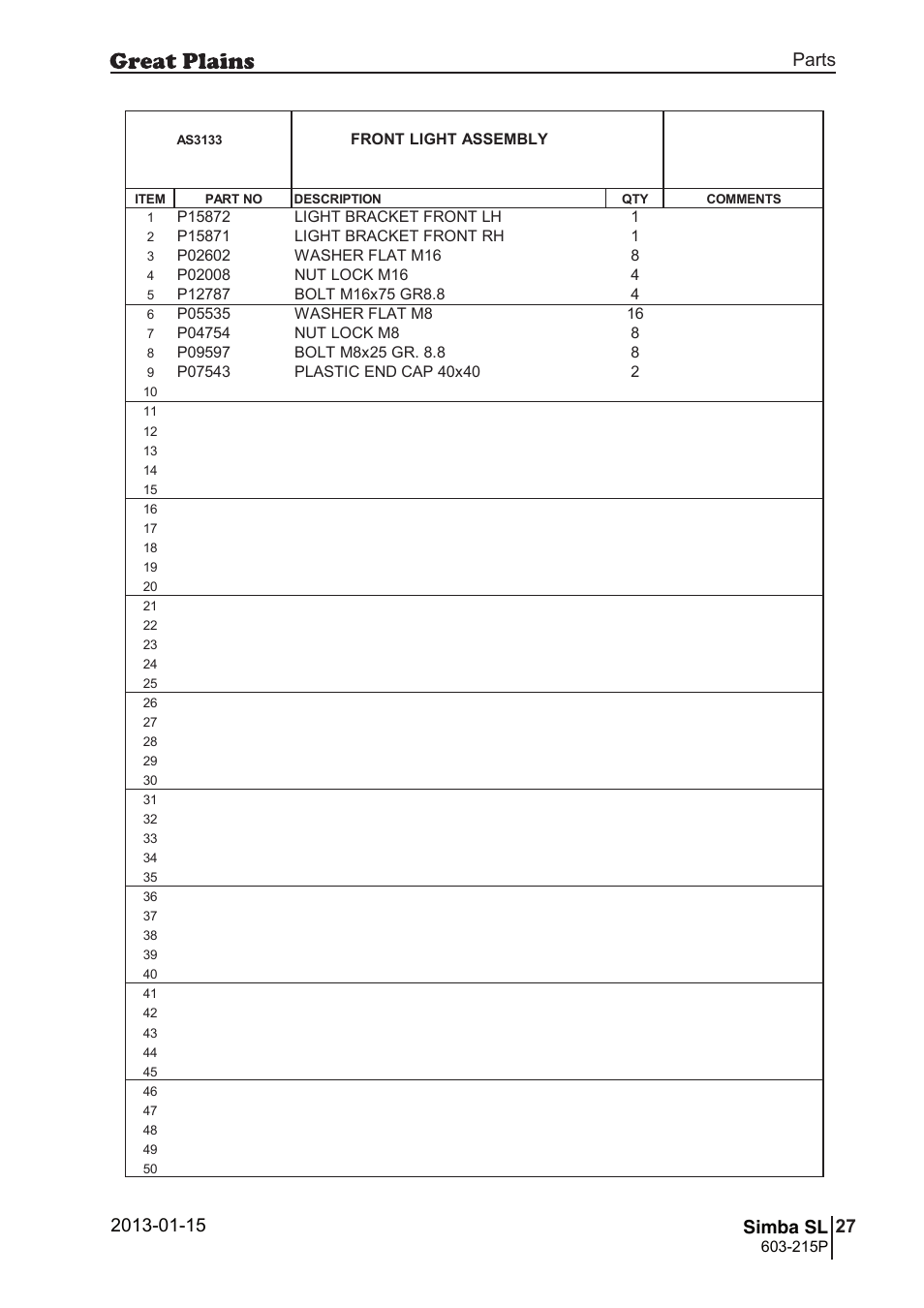 Great Plains SL600 Parts Manual User Manual | Page 27 / 144