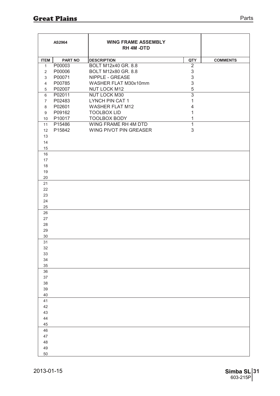 Great Plains SL600 Parts Manual User Manual | Page 31 / 144