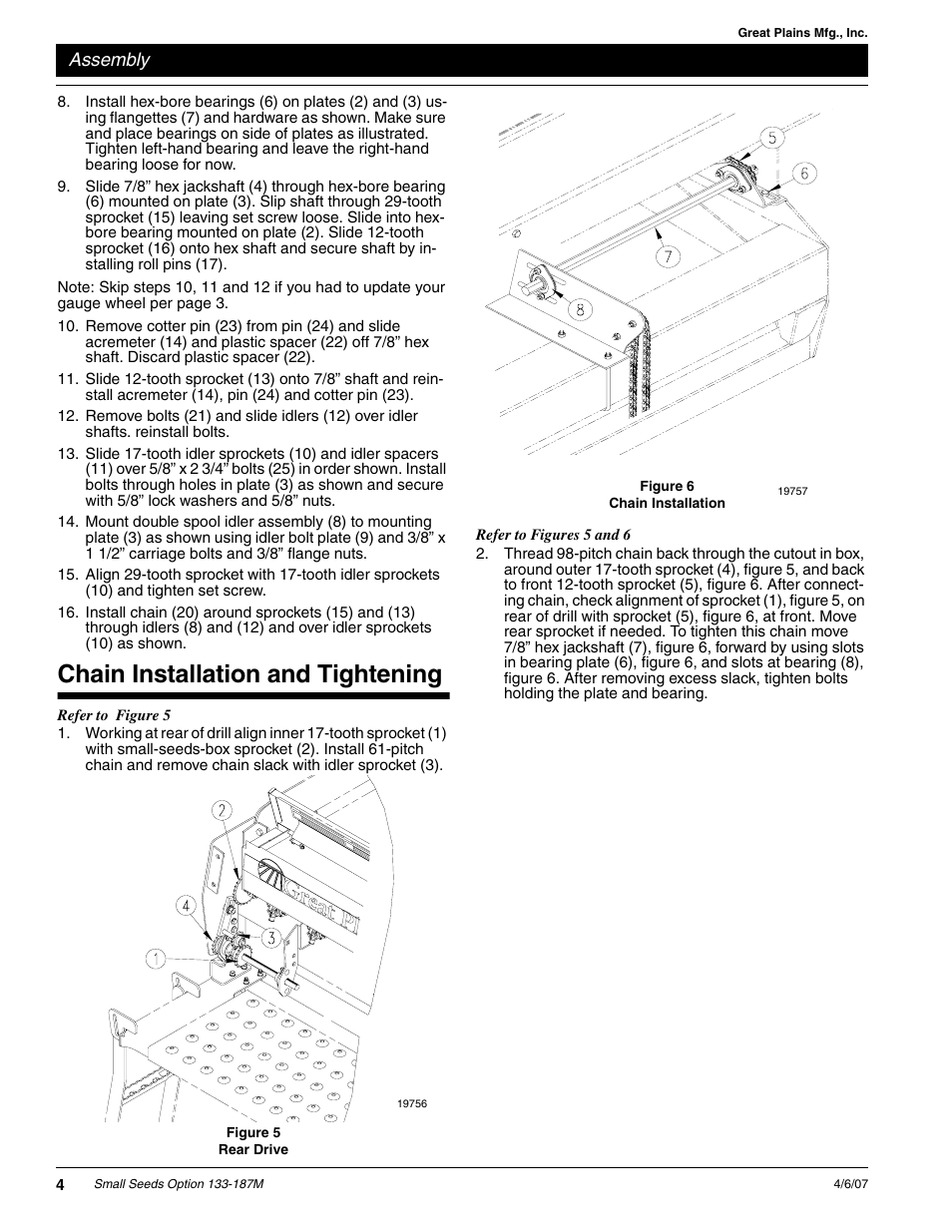 Chain installation and tightening | Great Plains 20P Series Drill Assembly Instructions User Manual | Page 4 / 14
