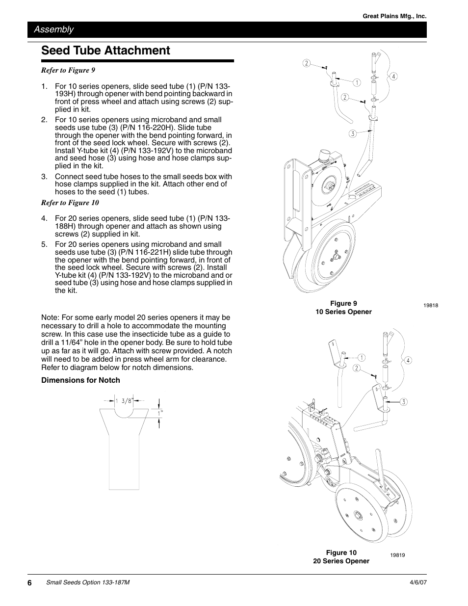 Seed tube attachment | Great Plains 20P Series Drill Assembly Instructions User Manual | Page 6 / 14