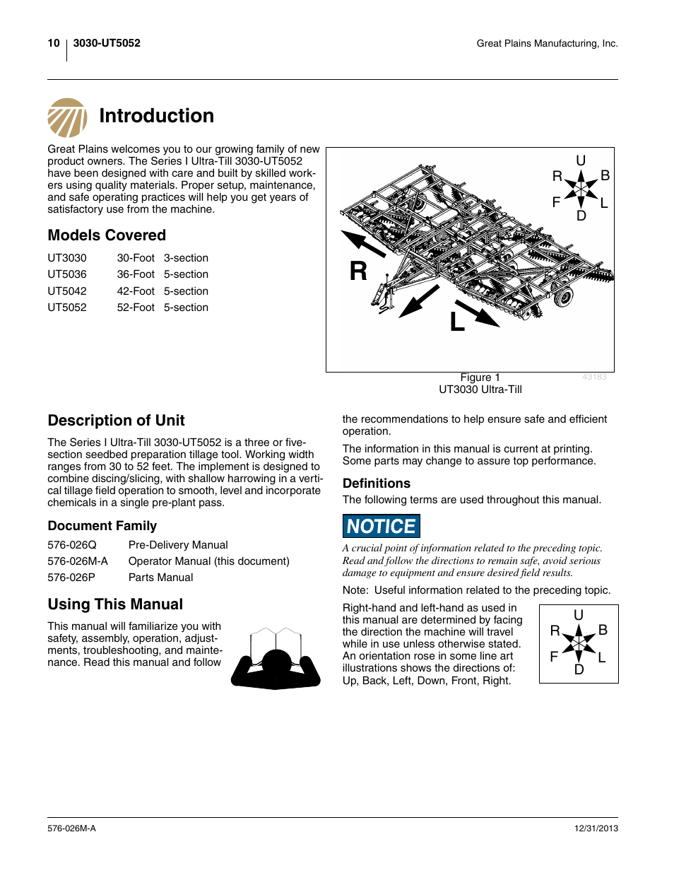 Introduction, Models covered, Description of unit | Document family, Using this manual, Definitions, Introduction models covered description of unit | Great Plains UT5052 Operator Manual User Manual | Page 14 / 36