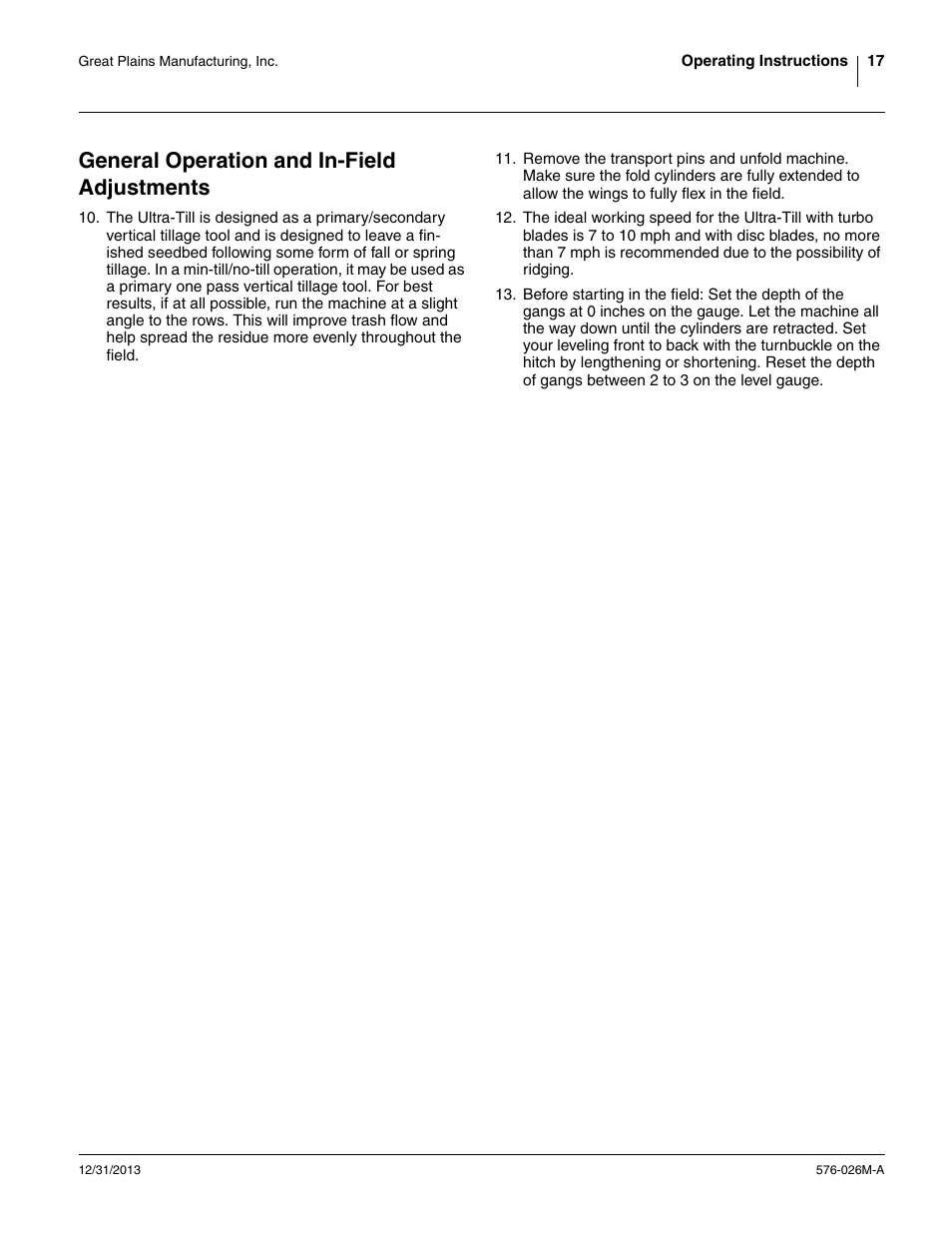 General operation and in-field adjustments | Great Plains UT5052 Operator Manual User Manual | Page 21 / 36