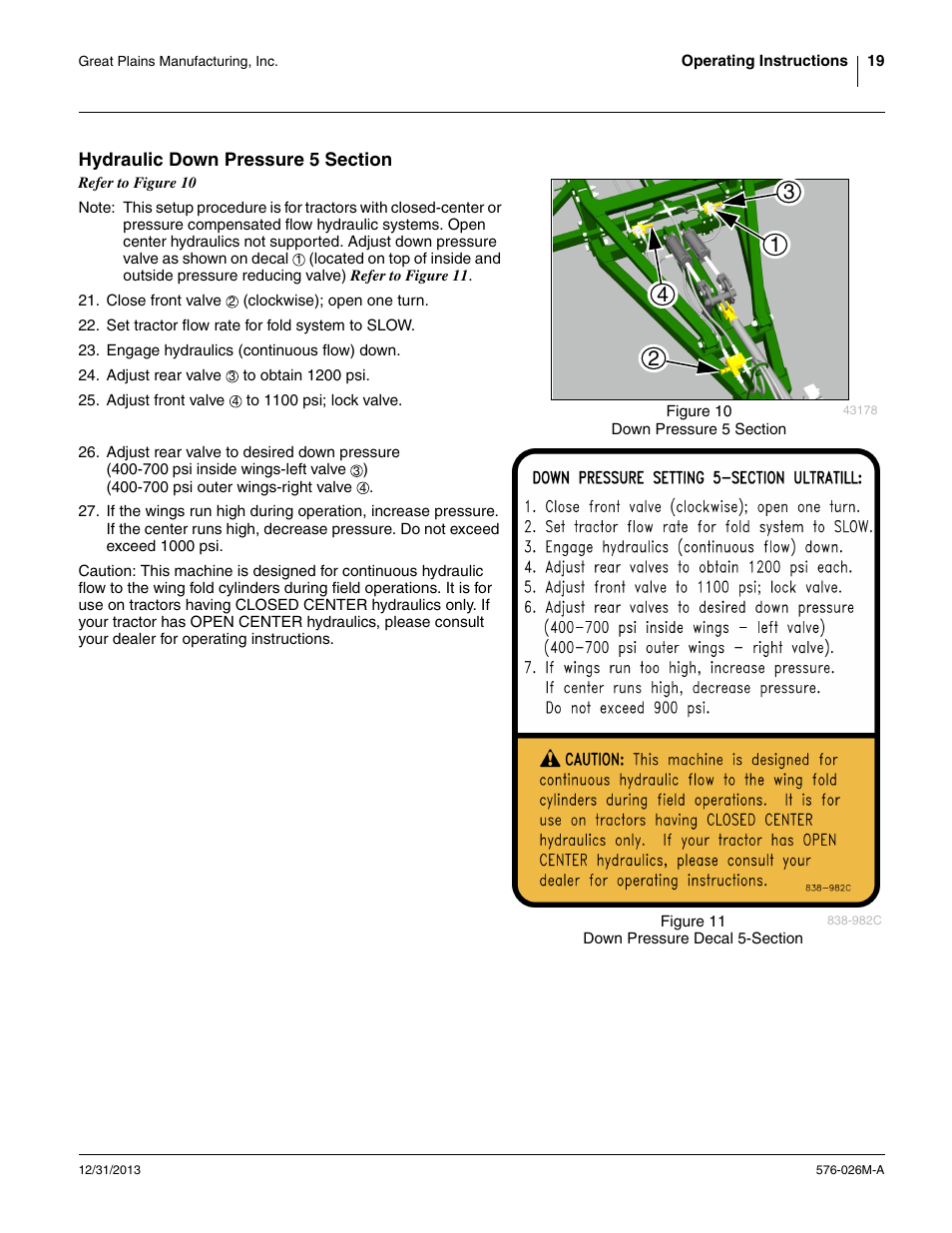 Hydraulic down pressure 5 section | Great Plains UT5052 Operator Manual User Manual | Page 23 / 36