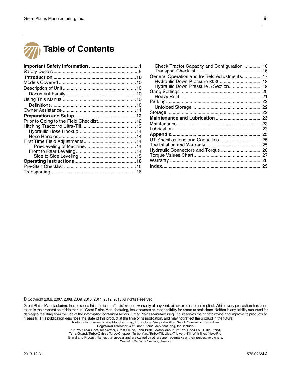Great Plains UT5052 Operator Manual User Manual | Page 3 / 36