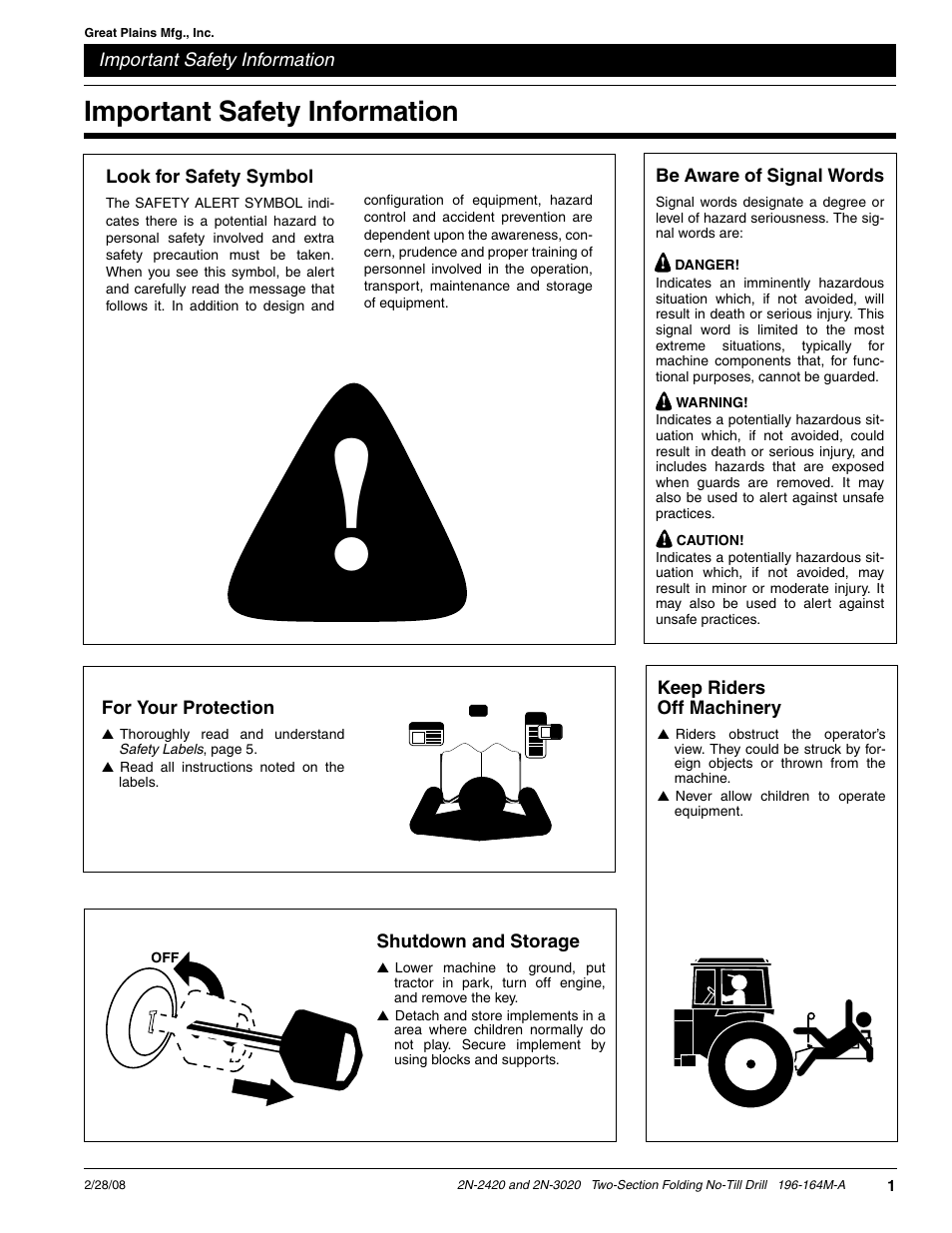 Important safety information | Great Plains 2N-3020 Operator Manual User Manual | Page 3 / 48