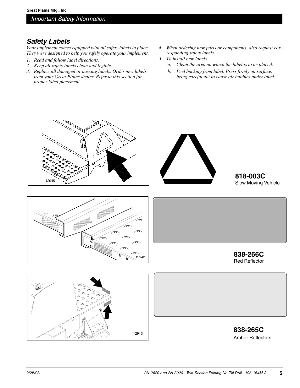 266c, 265c, 003c | Safety labels | Great Plains 2N-3020 Operator Manual User Manual | Page 7 / 48