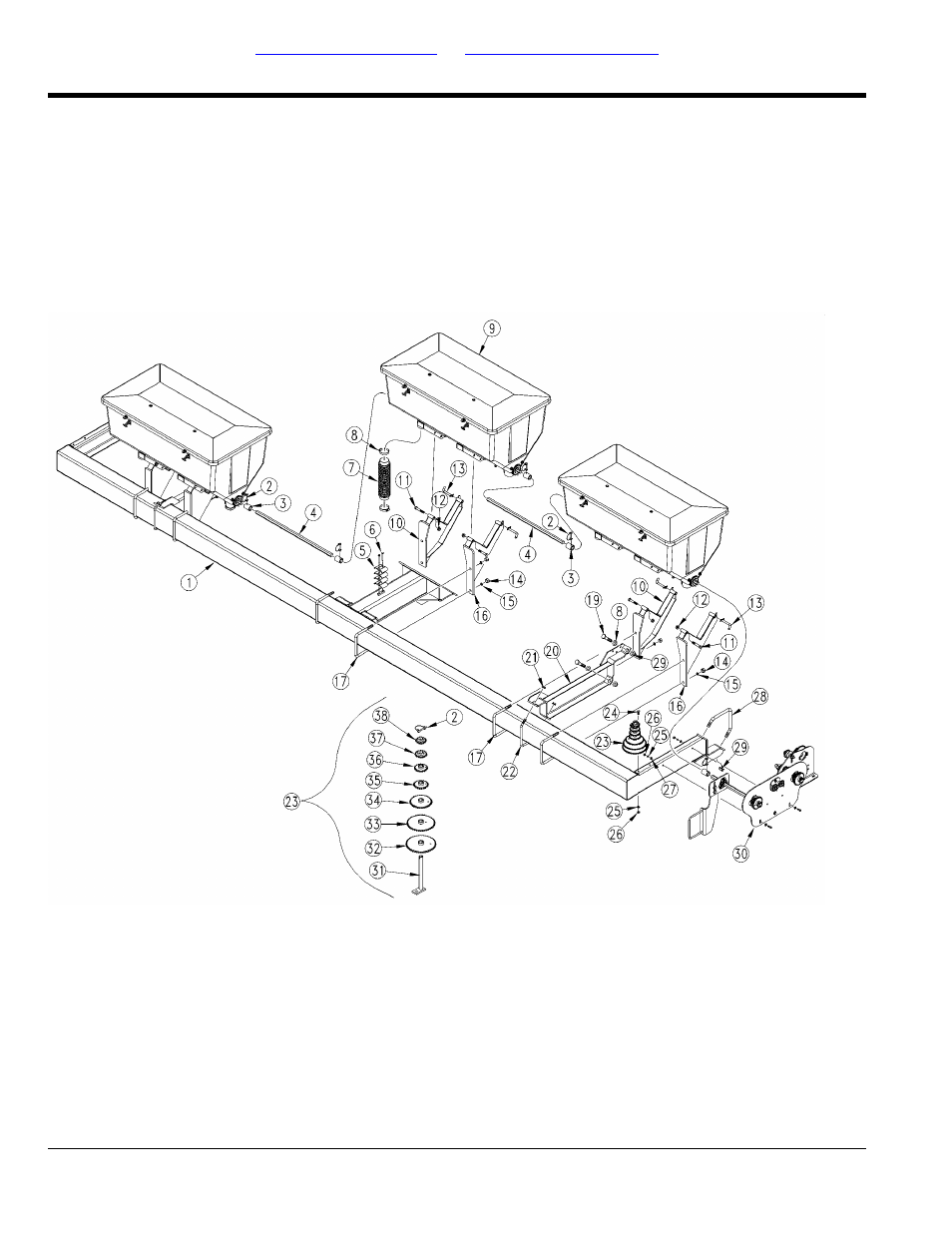 Twin row & wide row dry fertilizer hopper mounting, Twin row & wide row dry fertilizer hopper, Mounting | Great Plains YP825A Parts Manual User Manual | Page 20 / 212