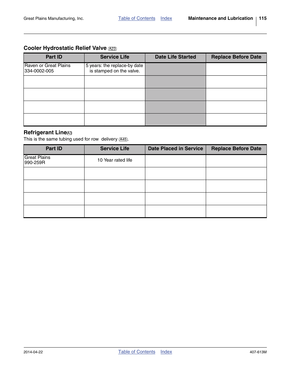Cooler hydrostatic relief valve, Refrigerant line | Great Plains NP3000A Operator Manual User Manual | Page 119 / 188