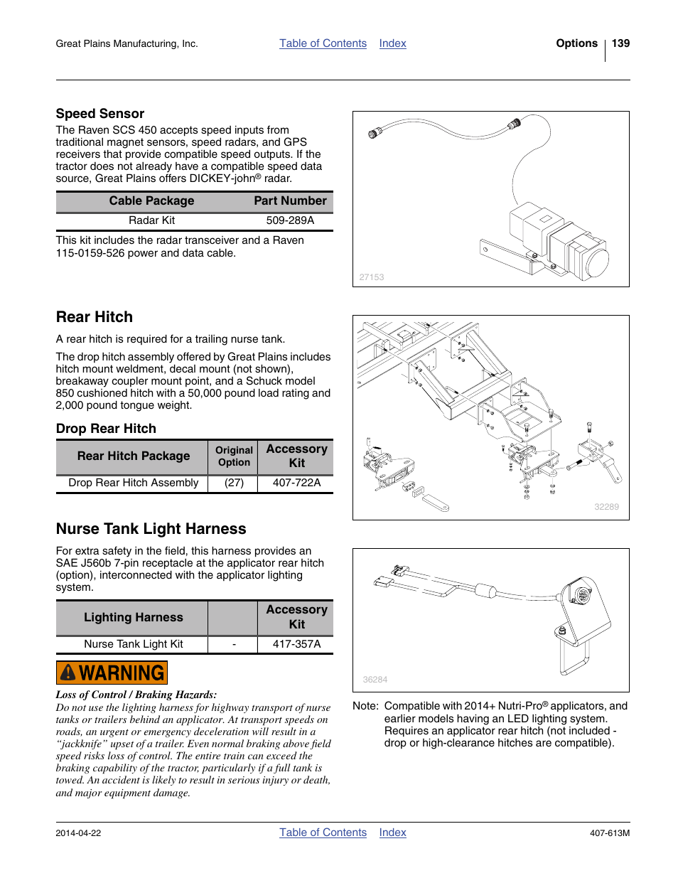 Speed sensor, Rear hitch, Drop rear hitch | Nurse tank light harness | Great Plains NP3000A Operator Manual User Manual | Page 143 / 188
