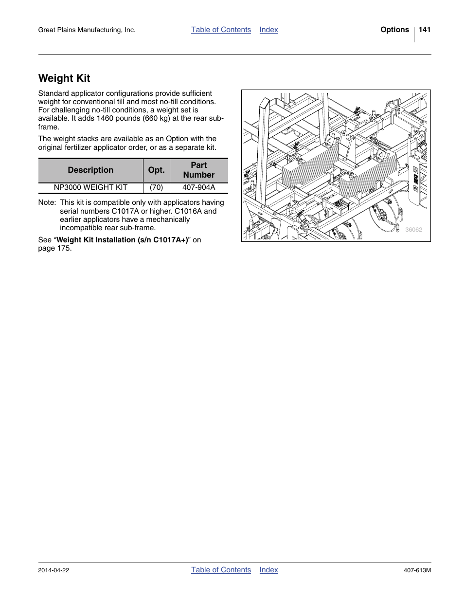 Weight kit | Great Plains NP3000A Operator Manual User Manual | Page 145 / 188