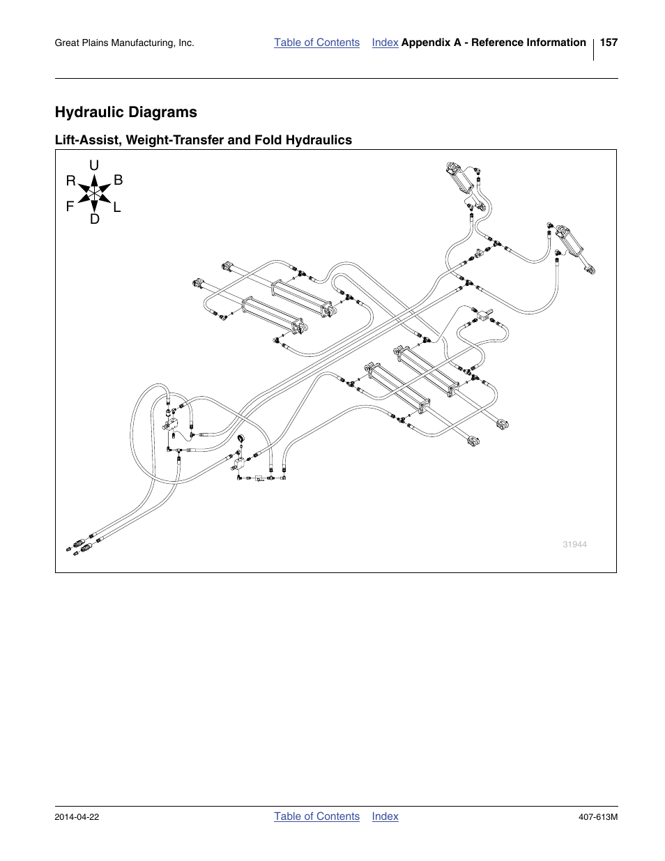 Hydraulic diagrams, Lift-assist, weight-transfer and fold hydraulics | Great Plains NP3000A Operator Manual User Manual | Page 161 / 188