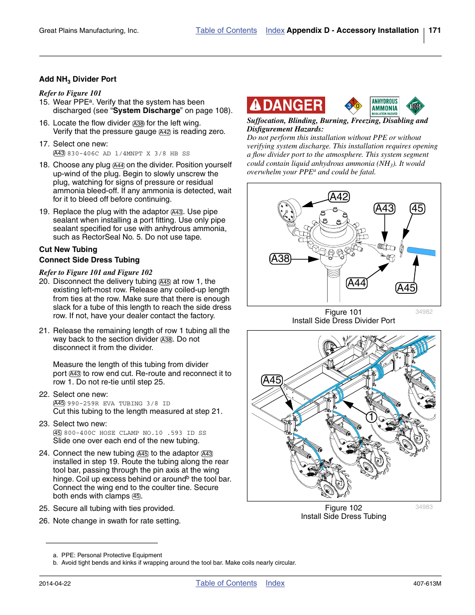Add nh3 divider port, Cut new tubing, Connect side dress tubing | A45 1 | Great Plains NP3000A Operator Manual User Manual | Page 175 / 188