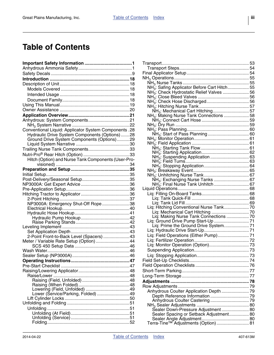 Great Plains NP3000A Operator Manual User Manual | Page 3 / 188