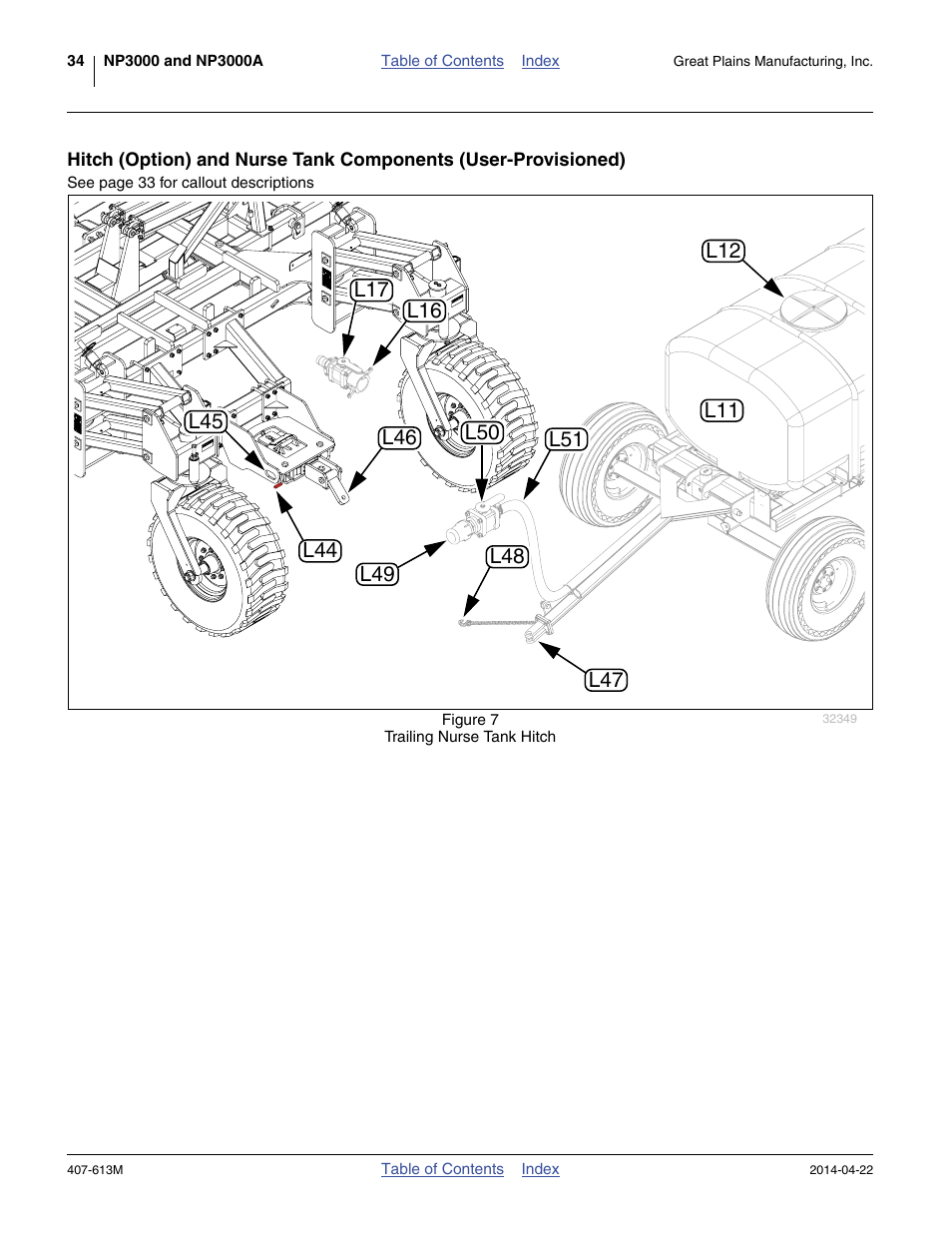 Hitch (option) and nurse tank components (user-pro, Visioned) | Great Plains NP3000A Operator Manual User Manual | Page 38 / 188