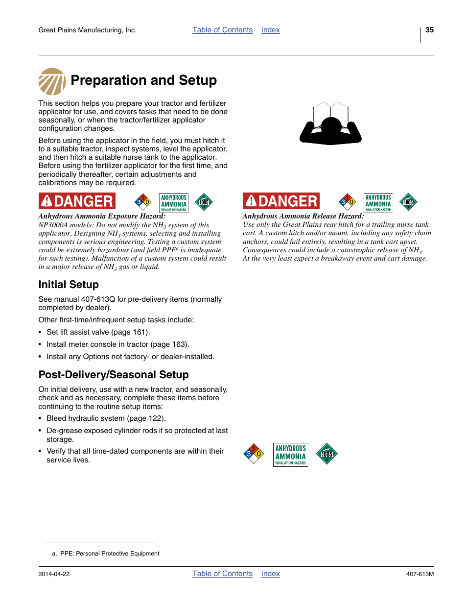 Preparation and setup, Initial setup, Post-delivery/seasonal setup | Great Plains NP3000A Operator Manual User Manual | Page 39 / 188