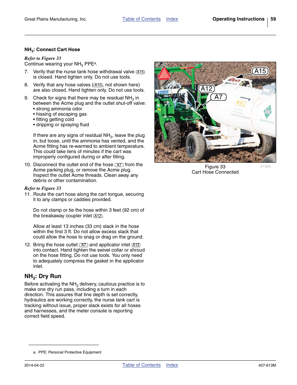 Nh3: connect cart hose, Nh3: dry run, Dry run | Great Plains NP3000A Operator Manual User Manual | Page 63 / 188