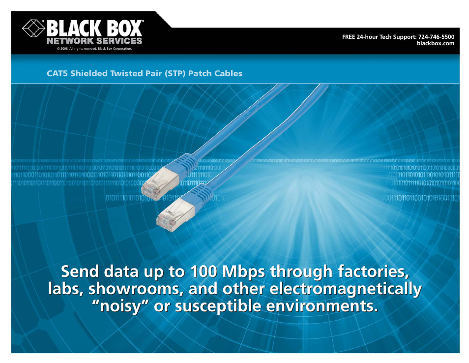 Black Box CAT5 Shielded Twisted Pair (STP) Patch Cable User Manual | 3 pages