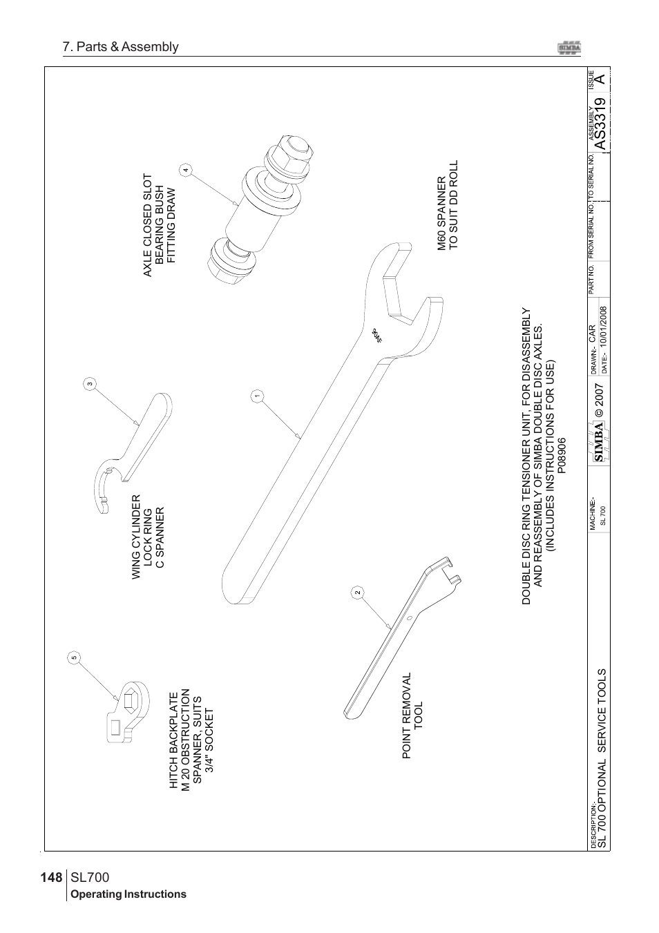 Aas 3319, Sl700, 148 7. parts & assembly | Great Plains SL700 Assembly Instructions User Manual | Page 112 / 114