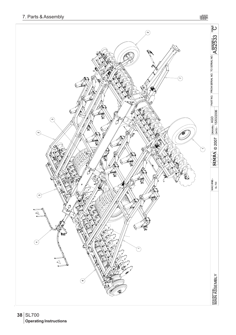 Cas 2533, Sl700, 38 7. parts & assembly | Great Plains SL700 Assembly Instructions User Manual | Page 2 / 114