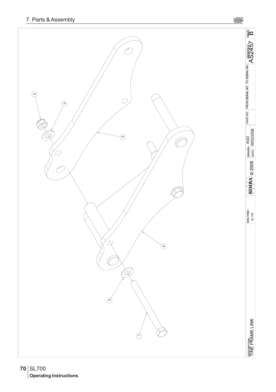 Bas 2457, Sl700, 70 7. parts & assembly | Great Plains SL700 Assembly Instructions User Manual | Page 34 / 114