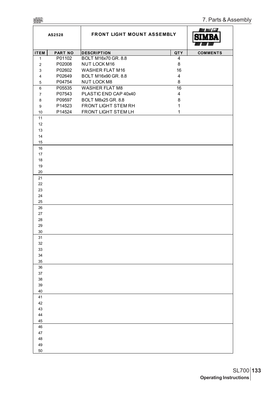 Parts & assembly | Great Plains SL700 Assembly Instructions User Manual | Page 97 / 114