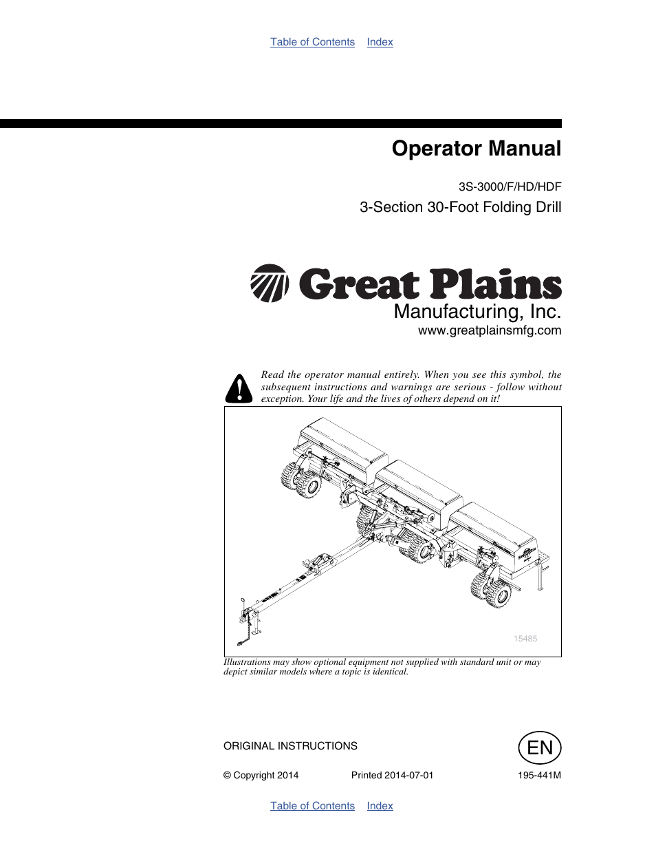 Great Plains 3S-3000HDF Operator Manual v1 User Manual | 120 pages