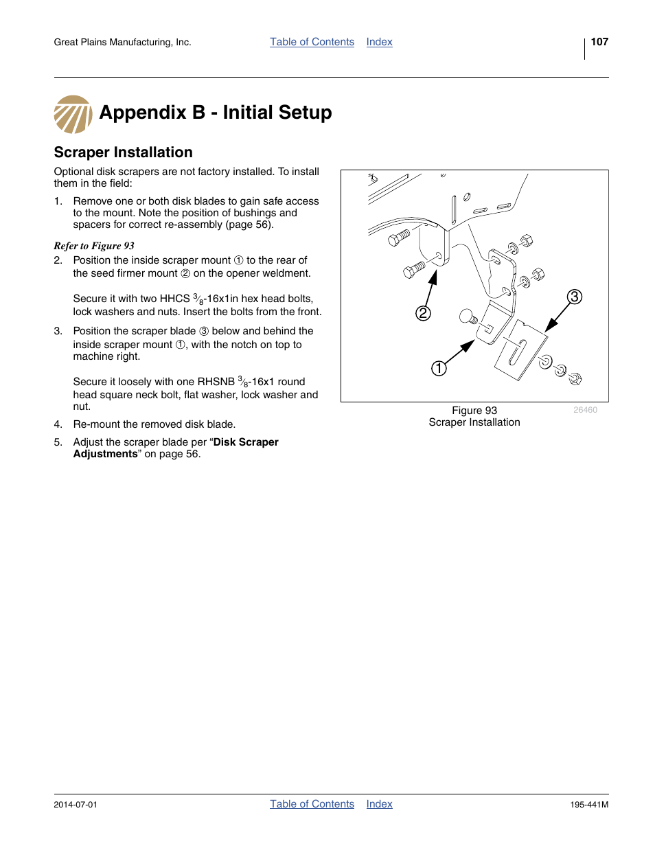 Appendix b - initial setup, Scraper installation, Appendix b - initial setup scraper installation | Great Plains 3S-3000HDF Operator Manual v1 User Manual | Page 111 / 120