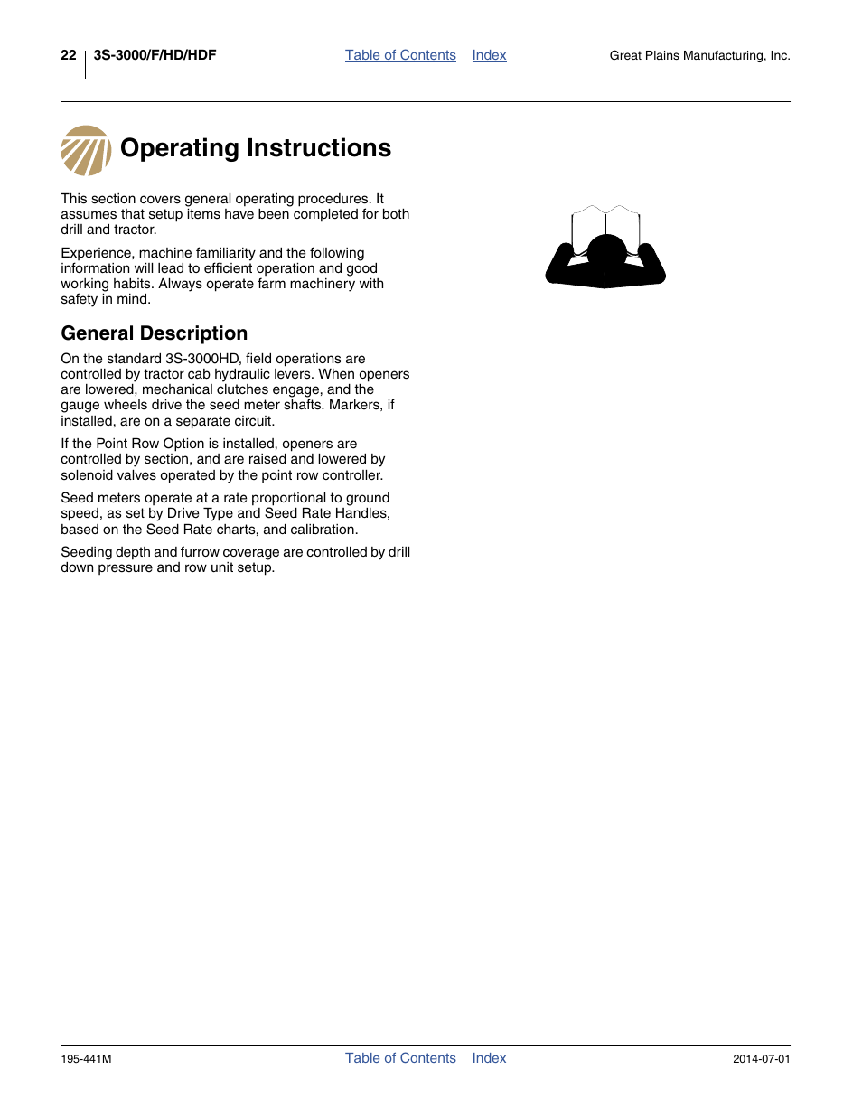 Operating instructions, General description, Operating instructions general description | Great Plains 3S-3000HDF Operator Manual v1 User Manual | Page 26 / 120