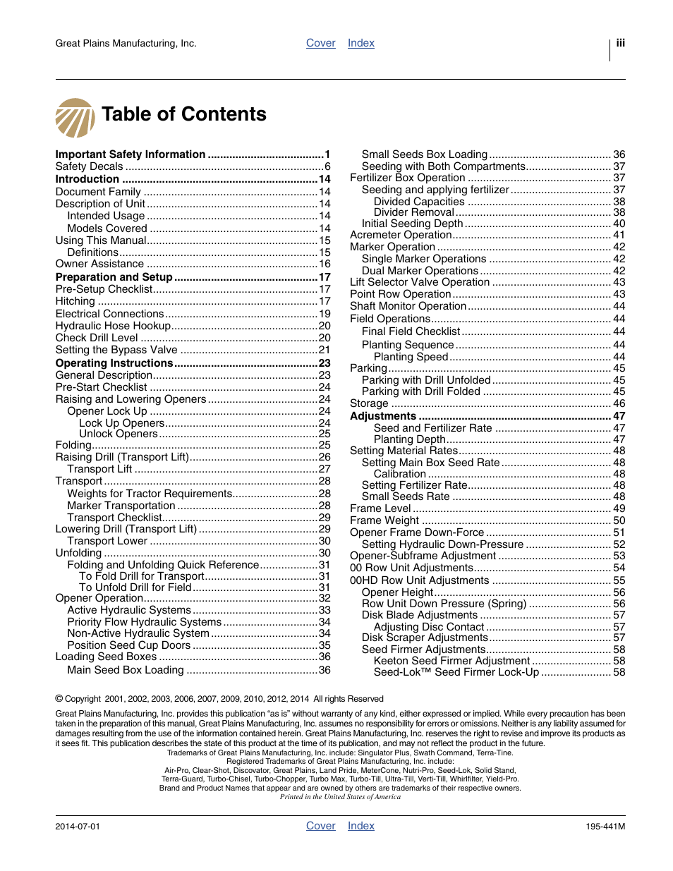 Great Plains 3S-3000HDF Operator Manual v1 User Manual | Page 3 / 120