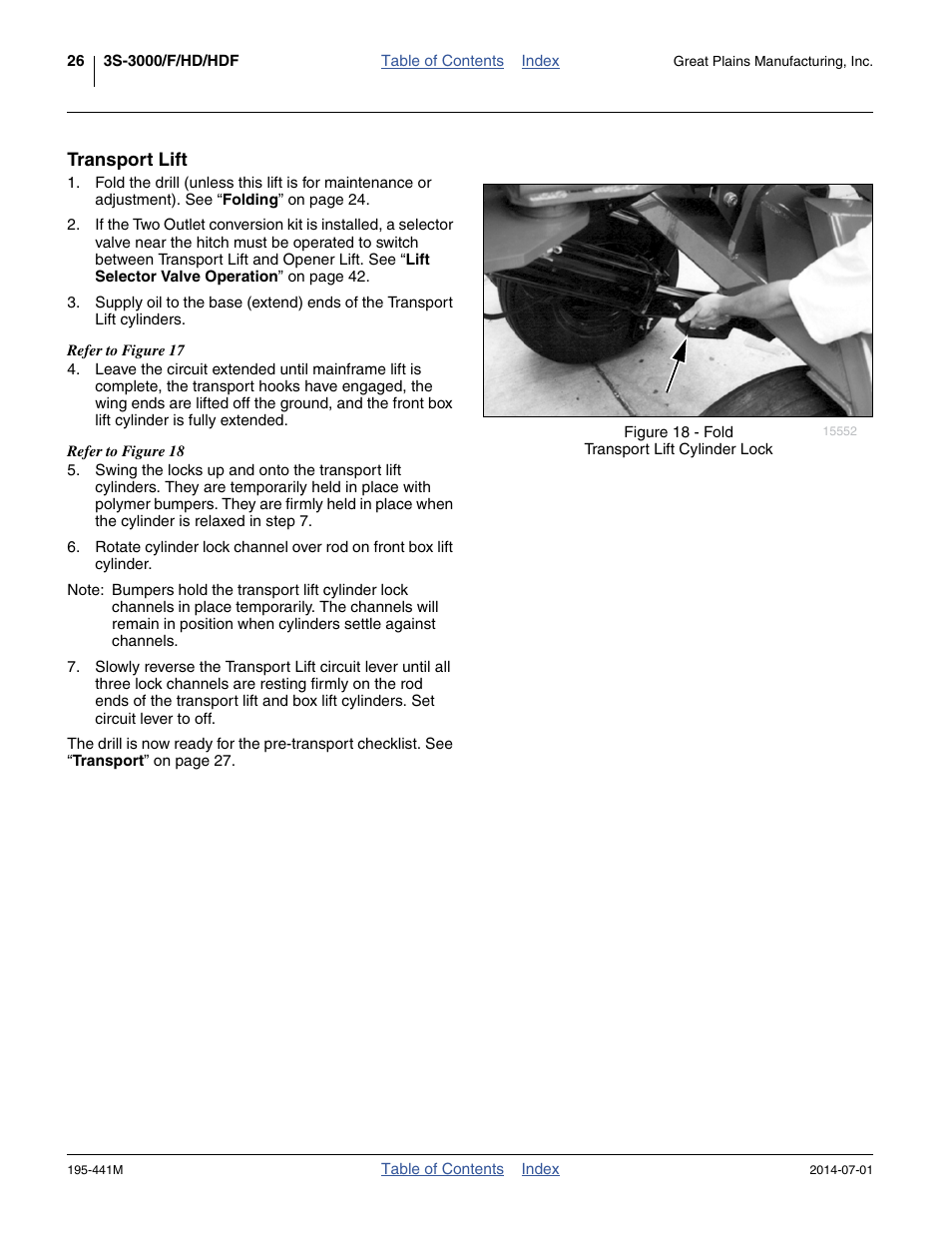 Transport lift | Great Plains 3S-3000HDF Operator Manual v1 User Manual | Page 30 / 120