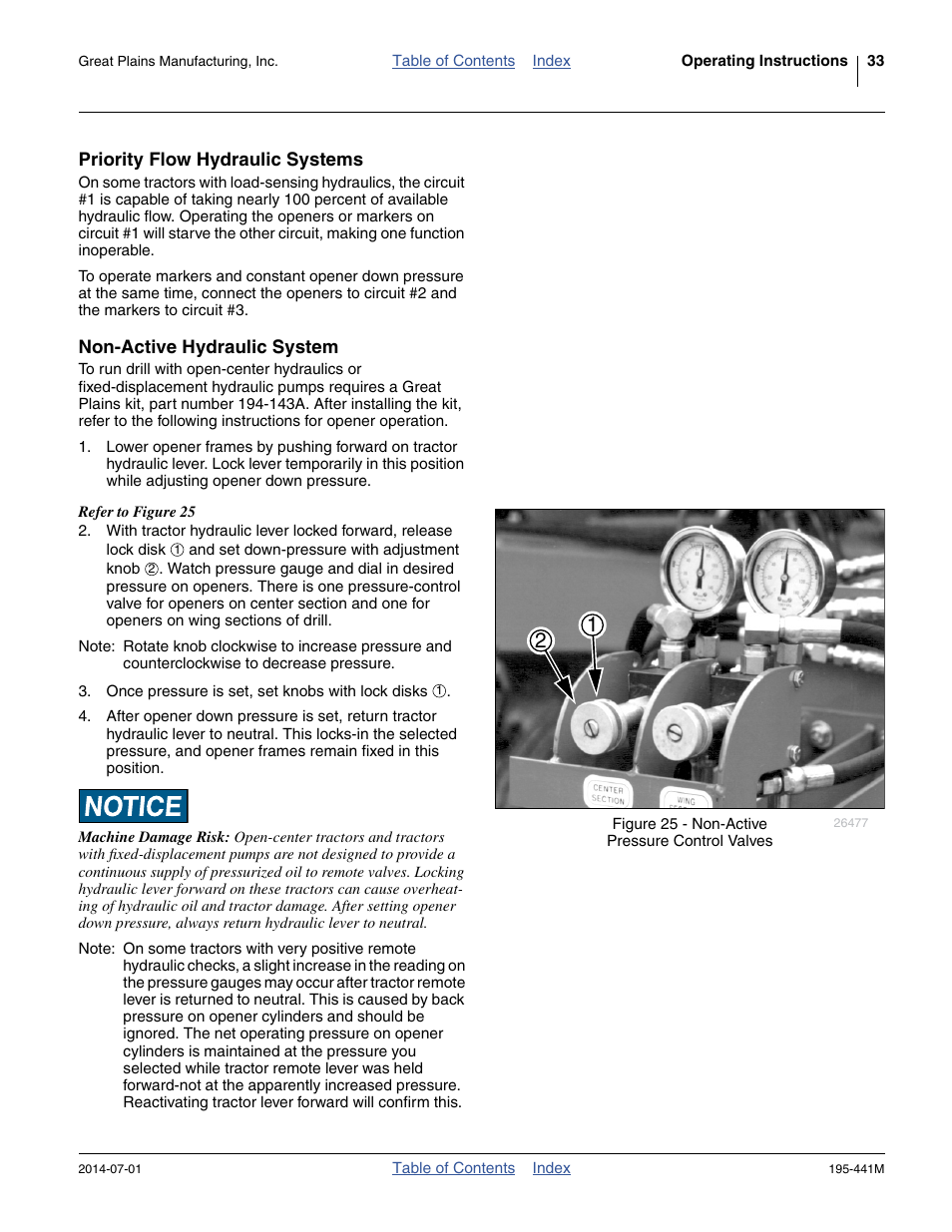 Priority flow hydraulic systems, Non-active hydraulic system | Great Plains 3S-3000HDF Operator Manual v1 User Manual | Page 37 / 120