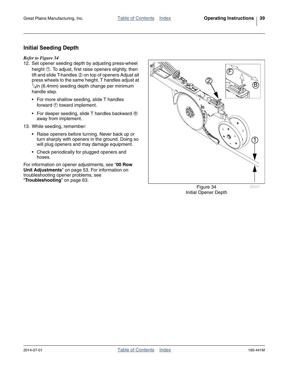Initial seeding depth | Great Plains 3S-3000HDF Operator Manual v1 User Manual | Page 43 / 120