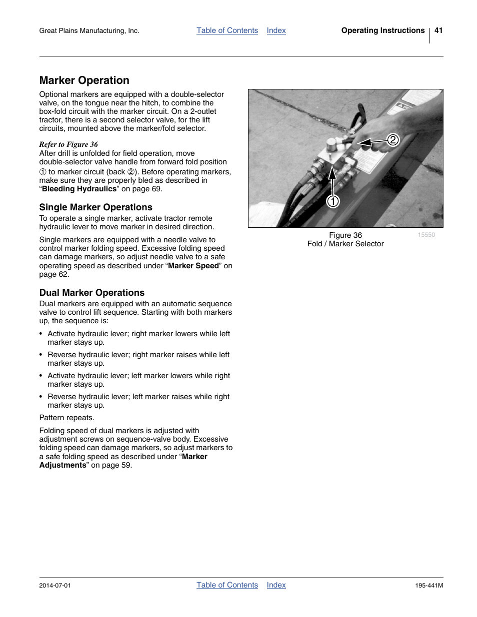 Marker operation, Single marker operations, Dual marker operations | Single marker operations dual marker operations | Great Plains 3S-3000HDF Operator Manual v1 User Manual | Page 45 / 120