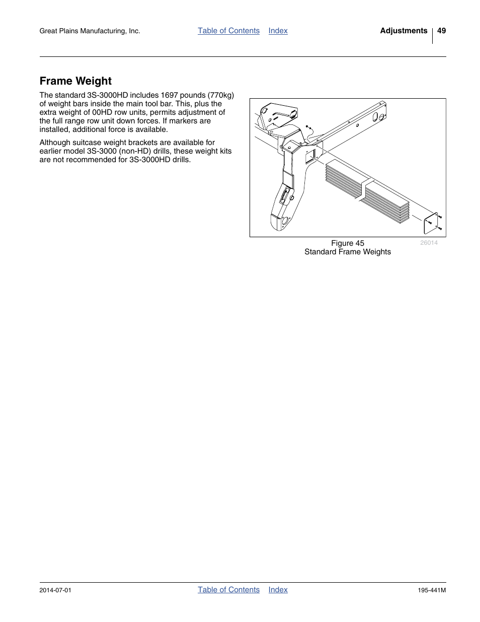 Frame weight, Frame weight (at higher pressures), and | Great Plains 3S-3000HDF Operator Manual v1 User Manual | Page 53 / 120