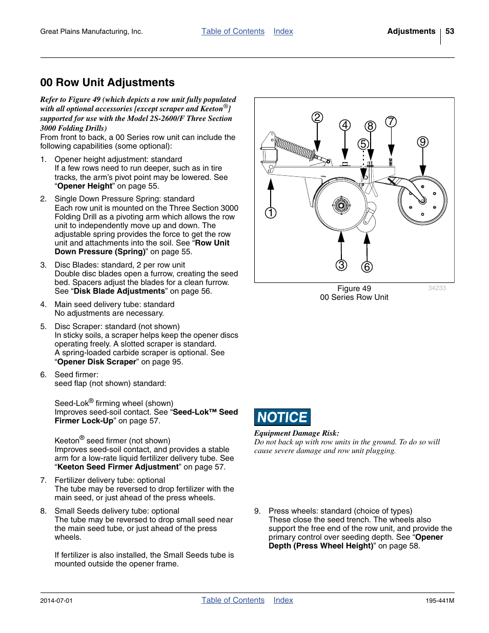 00 row unit adjustments | Great Plains 3S-3000HDF Operator Manual v1 User Manual | Page 57 / 120
