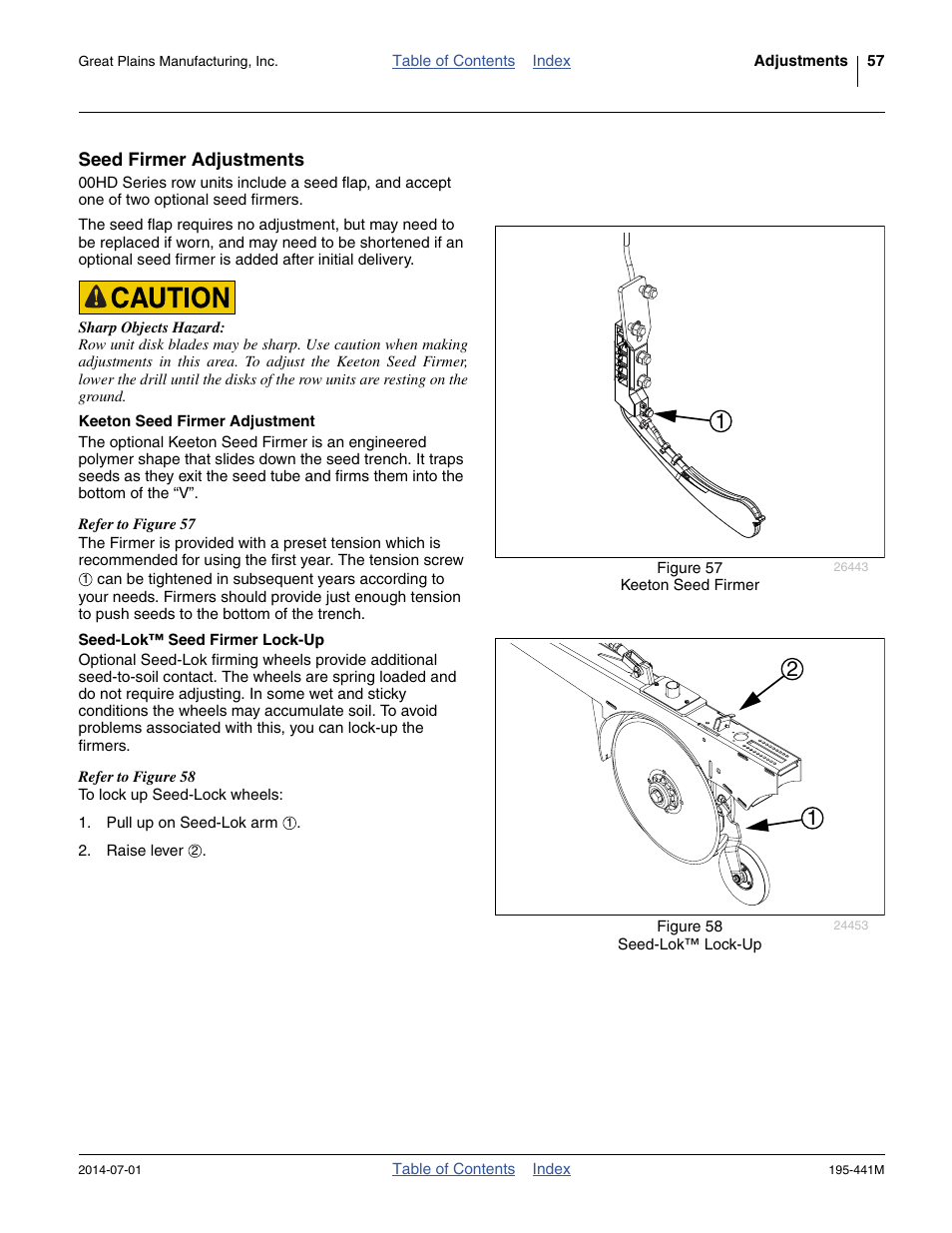 Seed firmer adjustments, Keeton seed firmer adjustment, Seed-lok™ seed firmer lock-up | Great Plains 3S-3000HDF Operator Manual v1 User Manual | Page 61 / 120