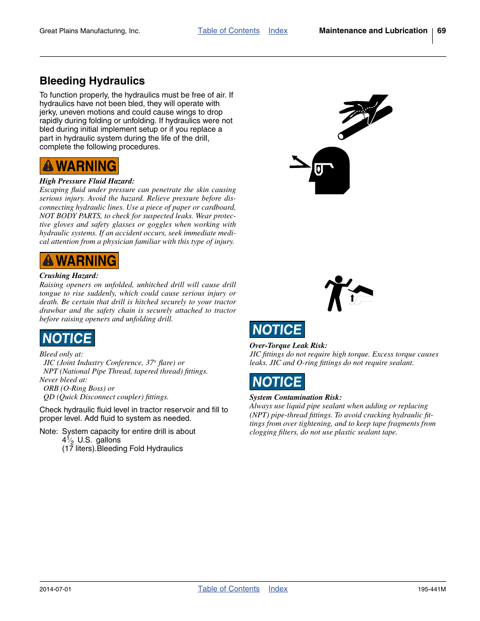 Bleeding hydraulics | Great Plains 3S-3000HDF Operator Manual v1 User Manual | Page 73 / 120