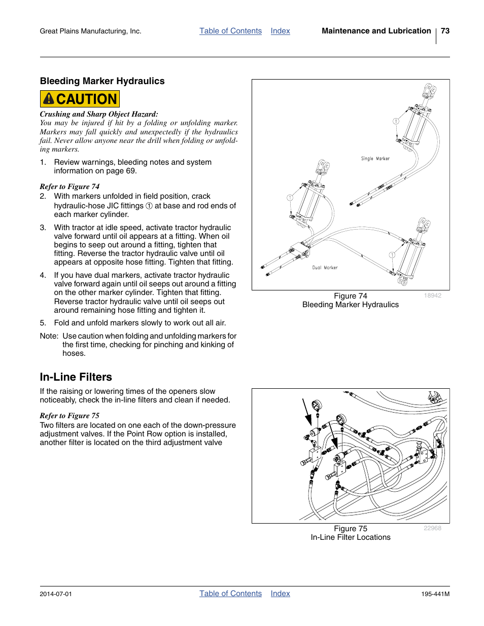 Bleeding marker hydraulics, In-line filters | Great Plains 3S-3000HDF Operator Manual v1 User Manual | Page 77 / 120