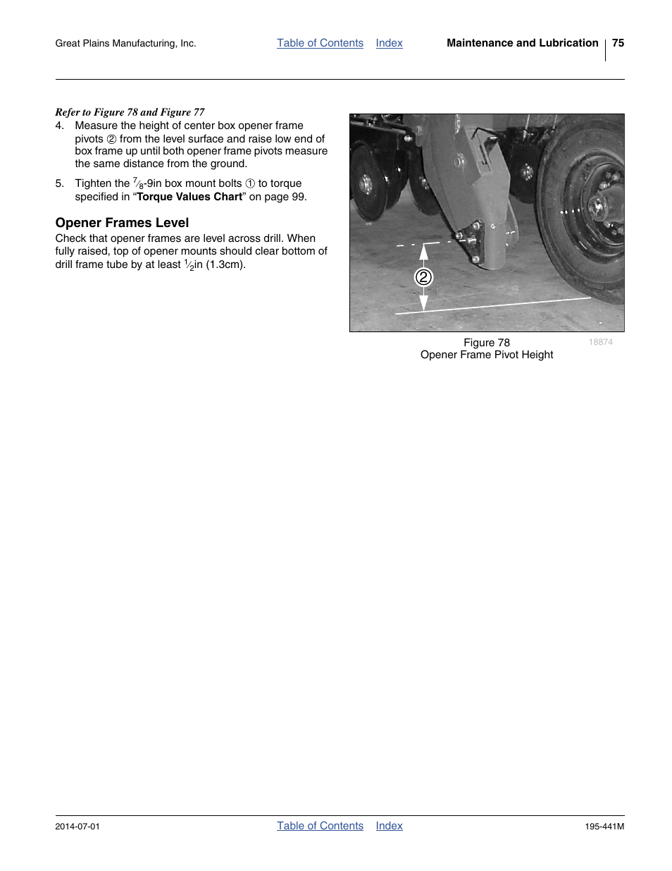 Opener frames level | Great Plains 3S-3000HDF Operator Manual v1 User Manual | Page 79 / 120