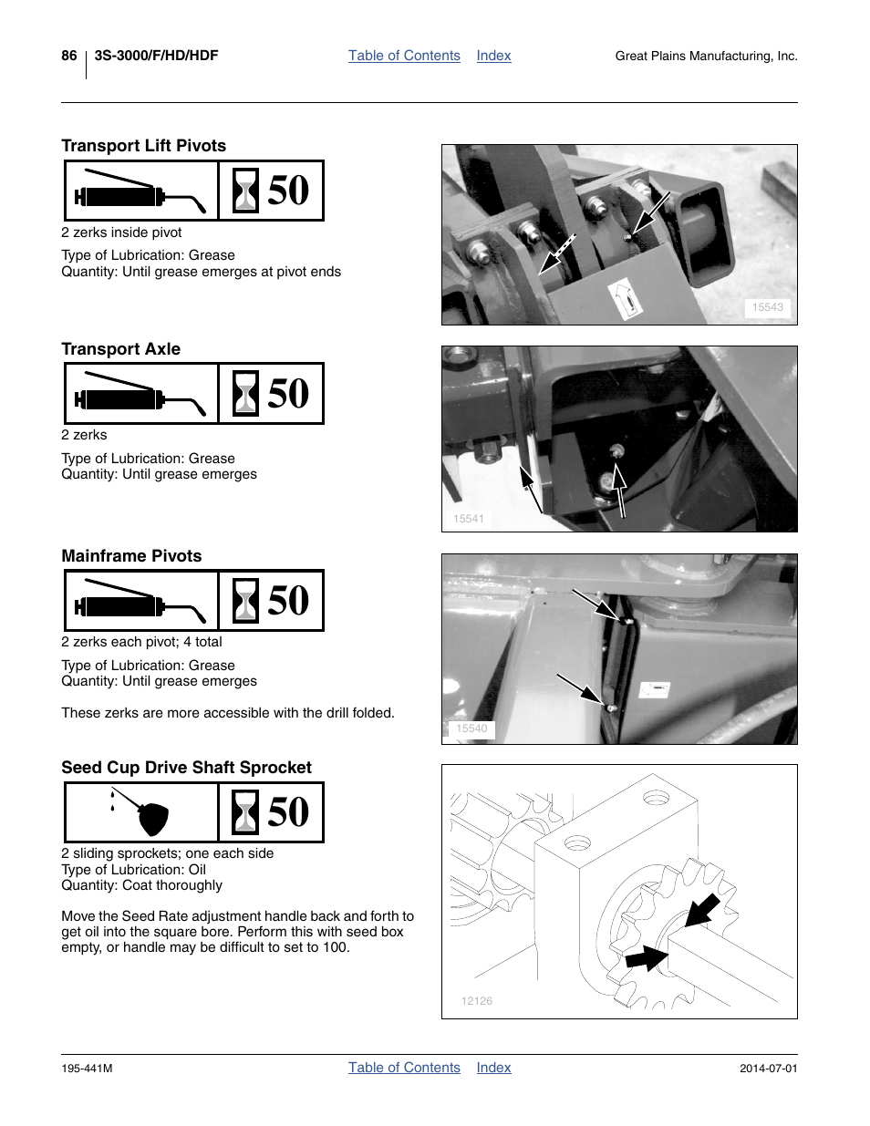 Transport lift pivots, Transport axle, Mainframe pivots | Seed cup drive shaft sprocket | Great Plains 3S-3000HDF Operator Manual v1 User Manual | Page 90 / 120