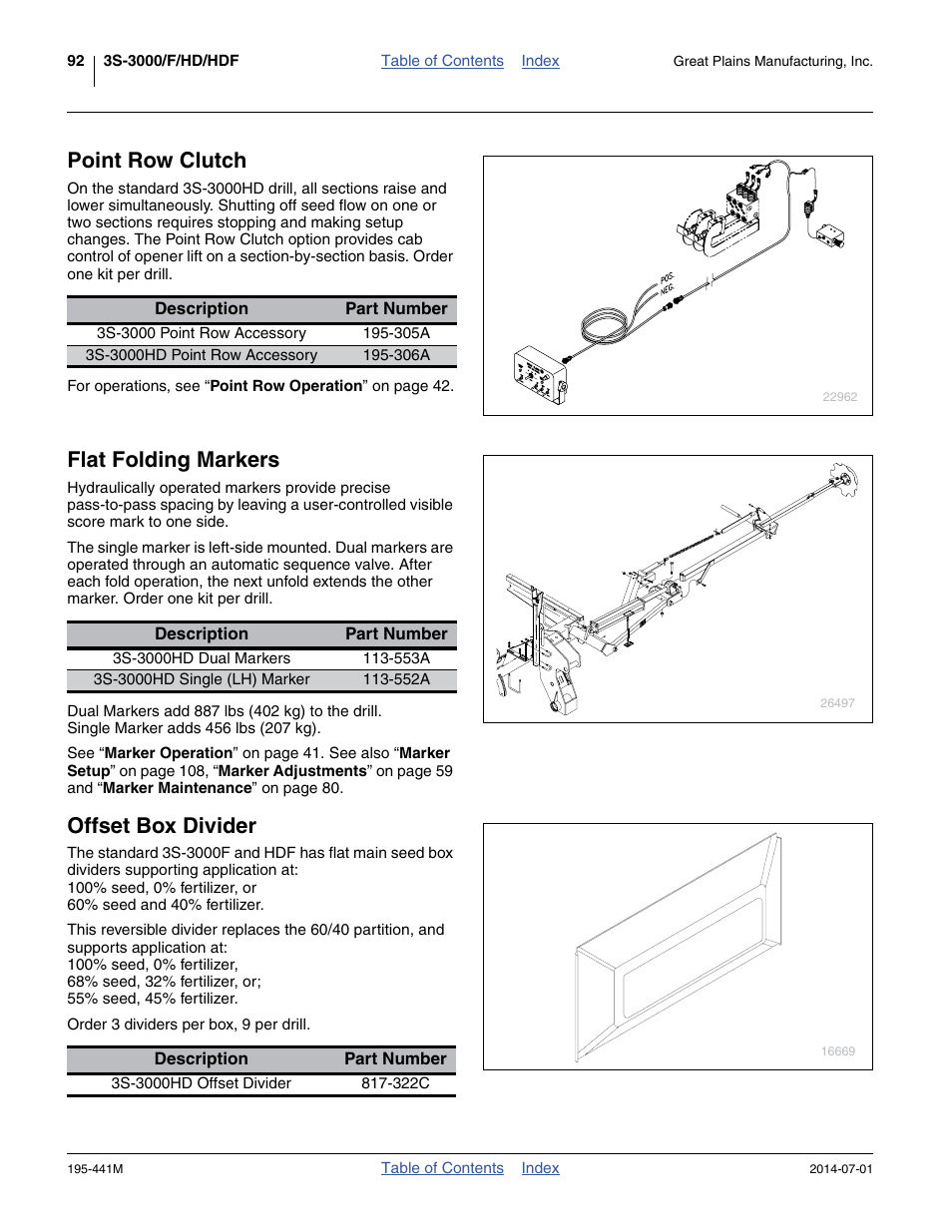 Point row clutch, Flat folding markers, Offset box divider | Great Plains 3S-3000HDF Operator Manual v1 User Manual | Page 96 / 120
