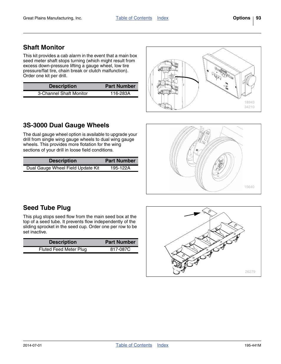 Shaft monitor, 3s-3000 dual gauge wheels, Seed tube plug | Great Plains 3S-3000HDF Operator Manual v1 User Manual | Page 97 / 120