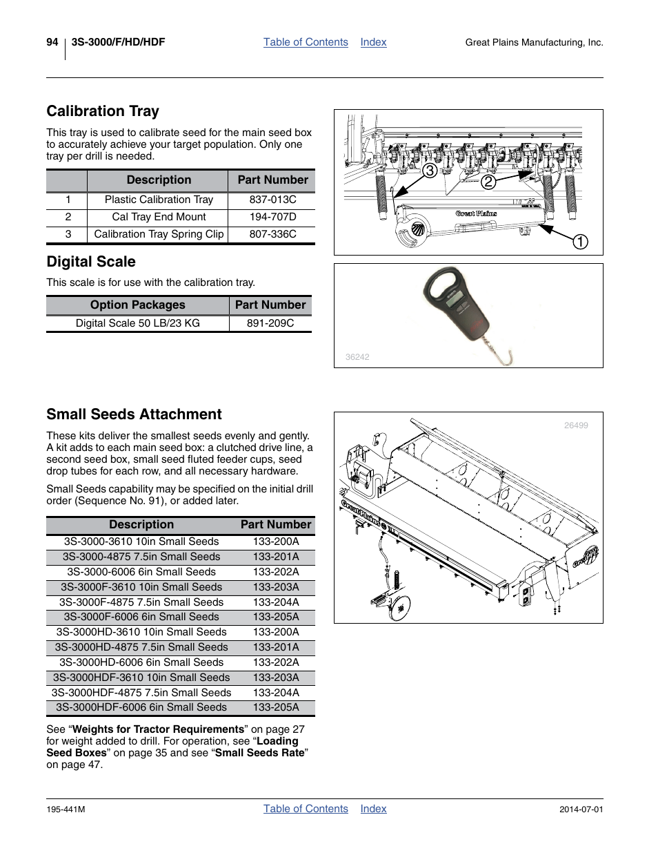 Calibration tray, Digital scale, Small seeds attachment | Great Plains 3S-3000HDF Operator Manual v1 User Manual | Page 98 / 120
